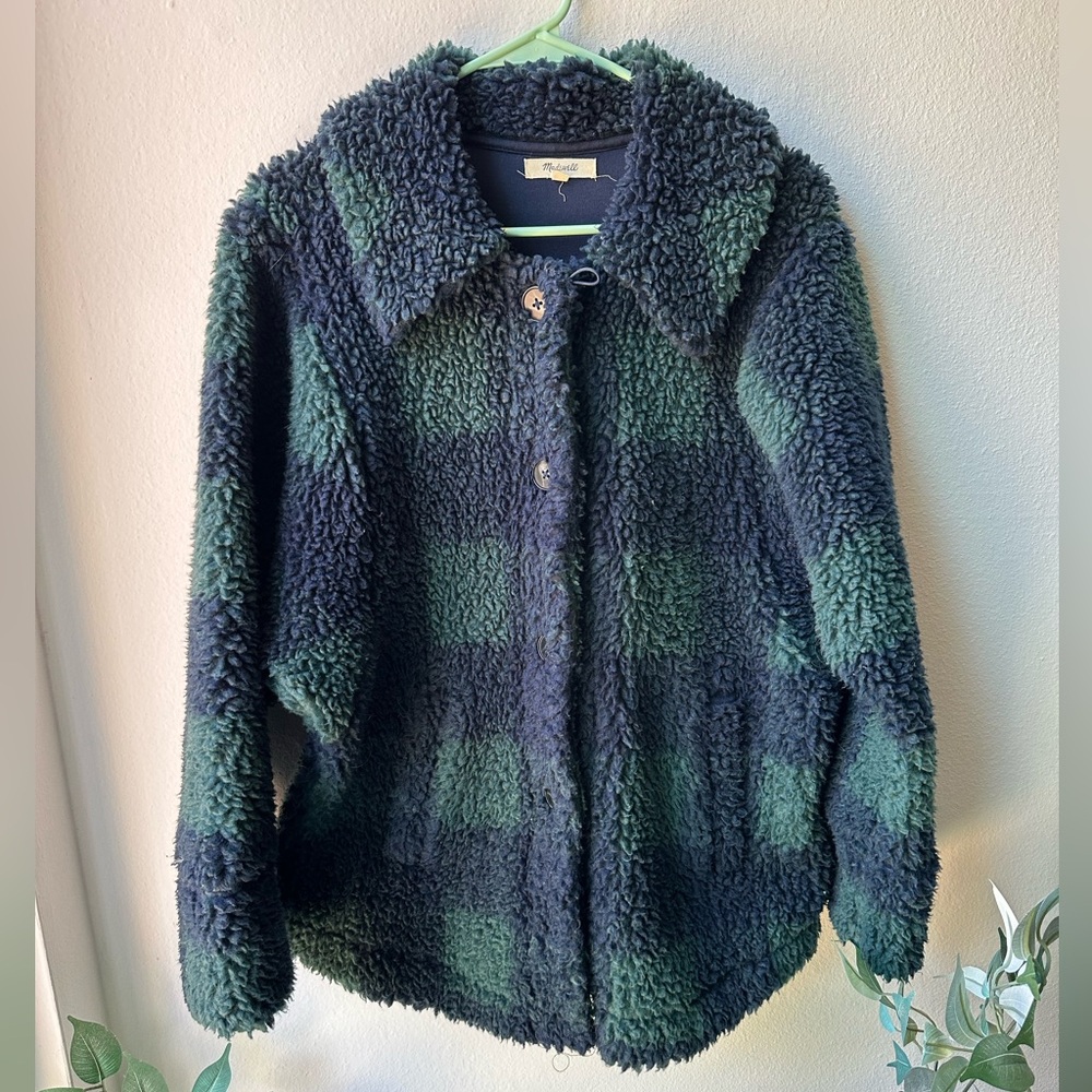 Madewell Evergreen Sherpa Buffalo Plaid Sherpa Jacket